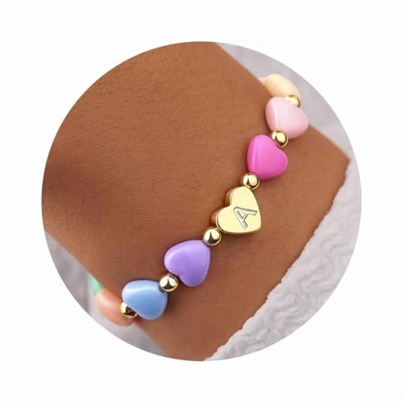Top-keivon Initial Heart Bracelets for Women – Christmas Stocking Stuffers Cute Little Girls Letter A-Z Charm Bracelet For Sister
