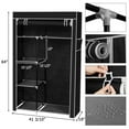 thumbnail image 5 of Cfowner 64"Portable Black Clothes Wardrobe, Closet Storage Organizer Wardrobe Clothes Rack with Shelves, 5 of 7