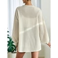 thumbnail image 5 of Women'S Lantern Long Sleeve Cardigan Loose Knitted Jacket Cream White M, 5 of 9