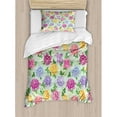 thumbnail image 3 of Dahlia Flower Decor Queen Size Duvet Cover Set, Vibrant Victorian Renaissance Medieval Motifs Retro Ombre Floret Design, Decorative 3 Piece Bedding Set with 2 Pillow Shams, Multi, by Ambesonne, 3 of 3