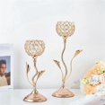 thumbnail image 3 of Gold Crystal Candle Holder, Iron Flower Shaped Candlestick Small Vintage Candlestick Set for Table Centerpiece,M, 3 of 5
