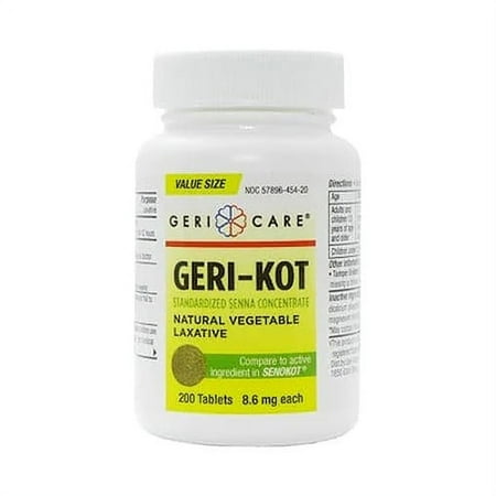 Gericare Senna 8.6mg Vegetable Laxative Tabs (Senokot Generic)(Bottle of 200)