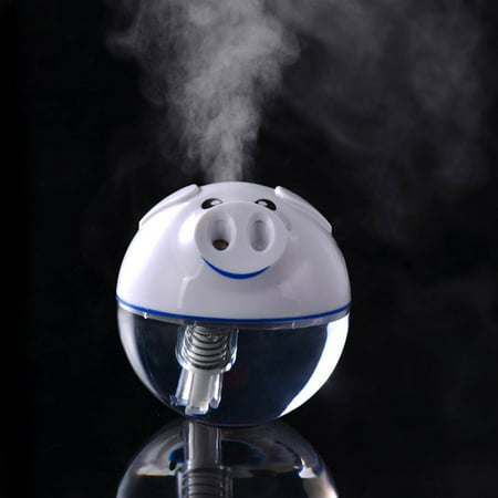 USB Humidifier, USB Ultrasonic Pig Shaped Humidifier, White, Humidify and purify air, ease dry eyes, eliminate static electricity, reduce radiation. By GoodBZ Ship from