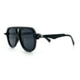 thumbnail image 6 of Retro Vintage Vibe Unique Horned Hinge Thick Plastic Racer Sunglasses All Black, 6 of 7