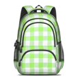 thumbnail image 2 of Green and White Checkered Pattern Backpack for School, Cute School Bag with Adjustable Shoulder Straps and Padded Back, 16.9"x12.6"x5.9", 2 of 3