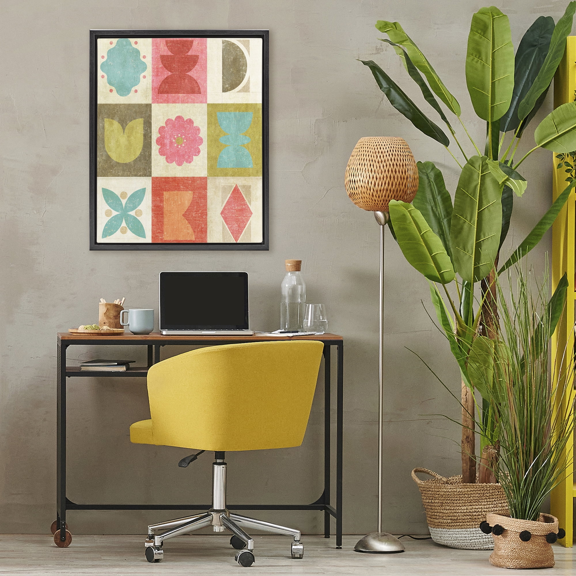 Stupell Industries Happy Dance Geometrics Black Framed Floater Canvas Wall Art, design by Suzanne Nicoll