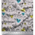 thumbnail image 1 of Soimoi Grey Poly Georgette Fabric Heart & I Love You Text Print Sewing Fabric Yard 52 Inch Wide, 1 of 1