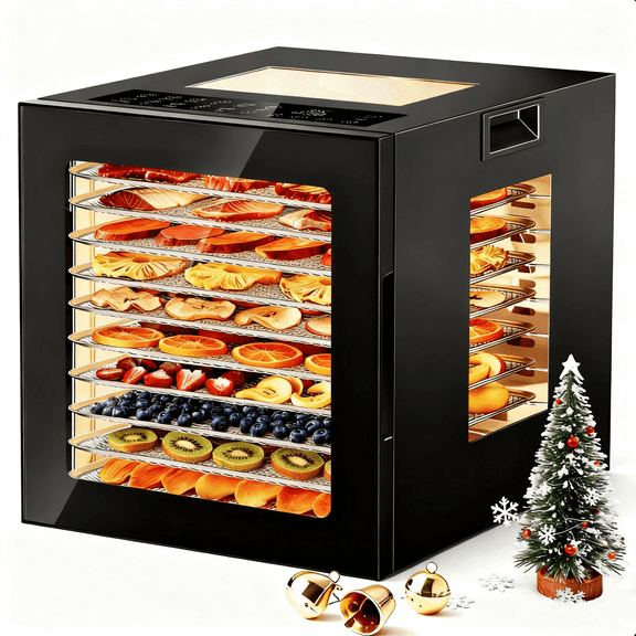 Patiosunny 850W Food Dehydrator Machine, 95-167°F Temperature Control, 10 Stainless Steel Trays Dryer Machine, 10 Presets, 48H-Timer, for Dog Treats, Meat, Fruit, Veggies, Snacks