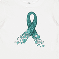 thumbnail image 4 of Inktastic Ovarian Cancer Awareness Teal Ribbon Made of Hearts Boys or Girls Baby T-Shirt, 4 of 5