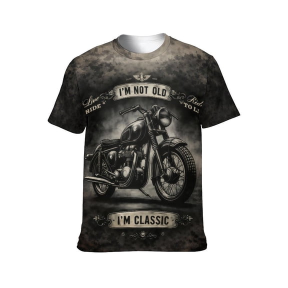 LAOLIUSN Men's Motorcycle Graphic T Shirt, Vintage Biker Classic Bike Print Short Sleeve Crew Neck Tee, S-4XL
