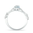 thumbnail image 6 of Marquise Halo Beaded Ring Aquamarine Cubic Zirconia White Tone 925 Sterling Silver, Size 9, 6 of 7