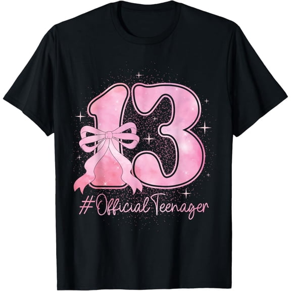 Birthday Pink Coquette Bow 13 Year Old Aesthetic y Unisex T-Shirt S-5Xl - Best Birthday Gifts