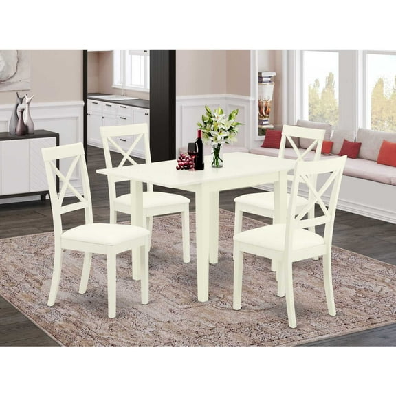 East West Furniture Dining Room Set Linen White, NDBO5-LWH-LC