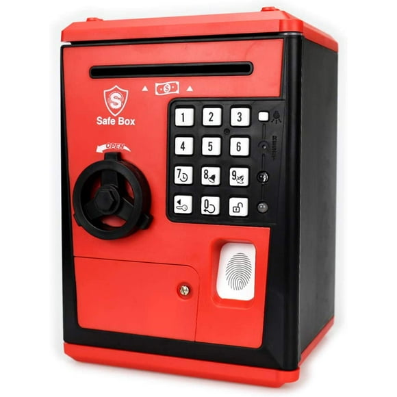 LIKE Toy Piggy Bank Safe Box Fingerprint ATM Bank ATM Machine Money Coin Savings Bank for Kids (Red)
