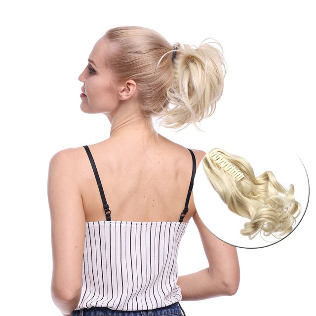 MesaSe Extension de Cheveux Queue de Cheval Style Désordonné Réglable 12” avec Mâchoire Postiche Synthétique