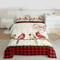thumbnail image 2 of Manfei Teens Merry Christmas Queen Comforter Set, Cartoon Winter Bird Bedding Sets, Vintage Plaid Buffalo Reversible Bedding Comforter Set, Microfiber Bedroom Decor, 3 Pieces, 2 of 8