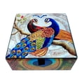 thumbnail image 4 of Peacock Glass Keepsake Box, Velvet Lined Organizer Trinket Lidded Box, 4.75 Square Decorative Box, 4 of 9
