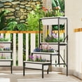 thumbnail image 2 of Zhongma 4Tier Heavy Duty Raised Garden Bed Metal Stand Frame with 4 White Planters for Flowers Herb Vegetables for Patio Balcony Greenhouse, 2 of 4