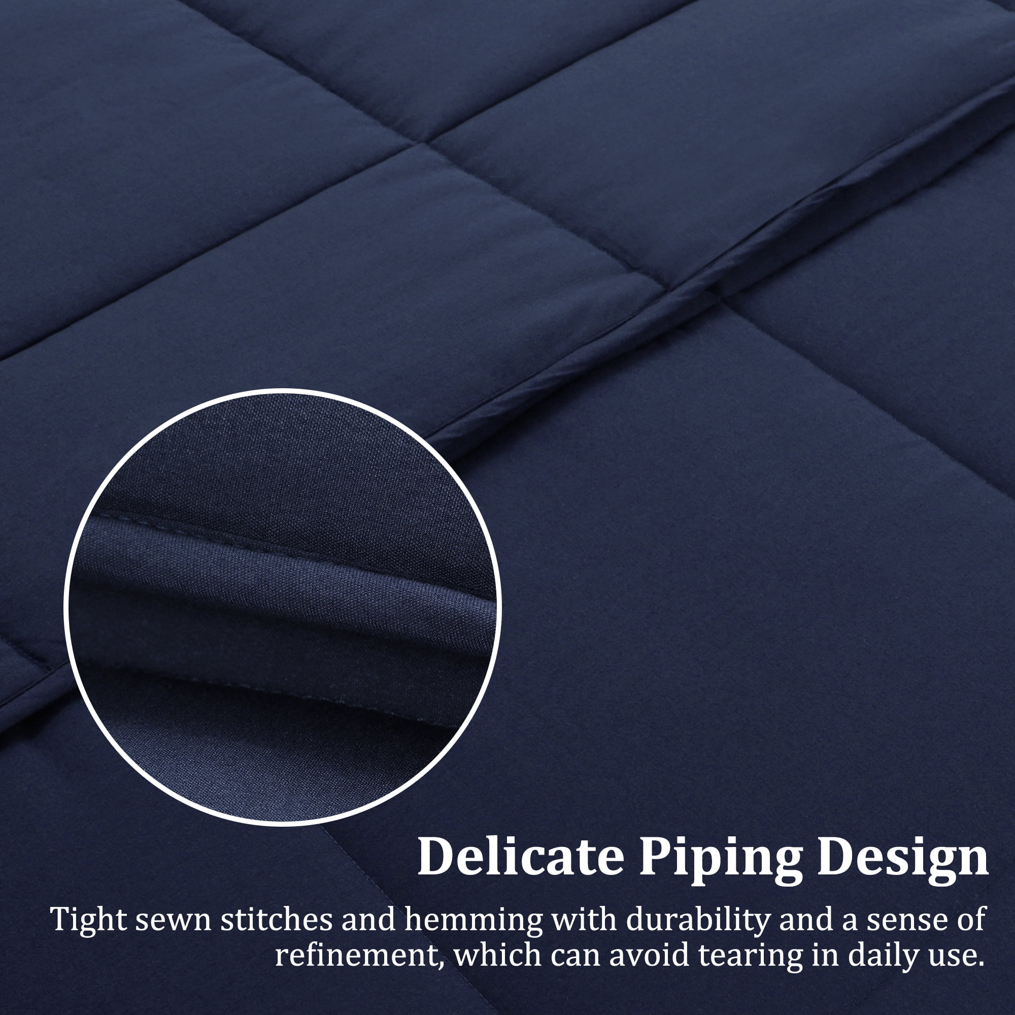 Unique Bargains Quilt Soft Lightweight Down Alternative Comforter Navy Blue King