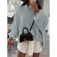 thumbnail image 6 of Autumn Winter Women's Long Sleeved Elegant High Neck Round Neck Bat Oversized Sweater Autumn Ribbed Knit Casual Jacket Tops, 6 of 6