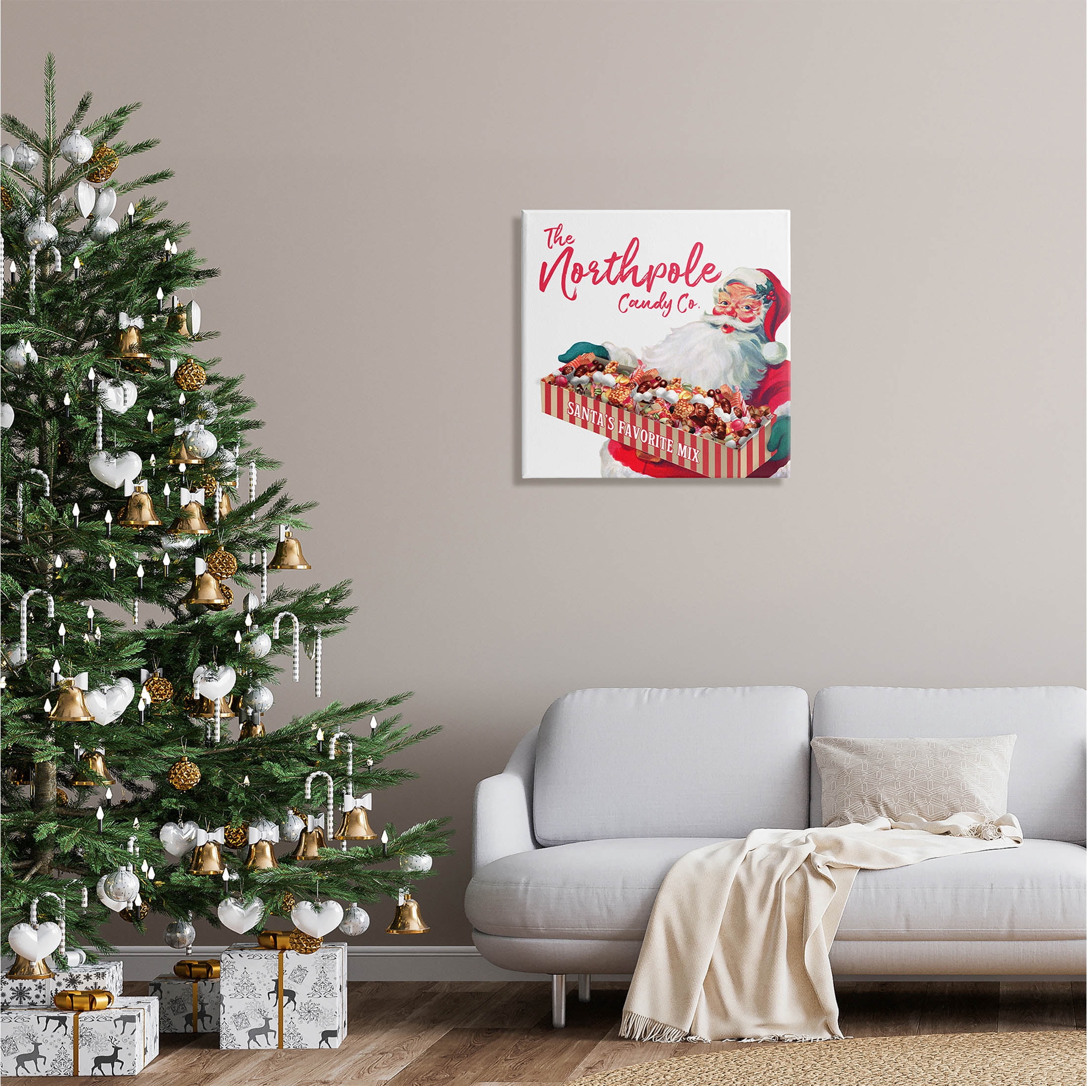 Stupell Industries Vintage Northpole Candy Santa Claus Graphic Art Gallery Wrapped Canvas Print Wall Art, Design by The Saturday Evening Post