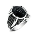 thumbnail image 2 of harmtty Men Ring Retro Rhinestone Inlaid Alloy Men Vintage Double Swords Finger Ring Jewelry for Party, 2 of 8