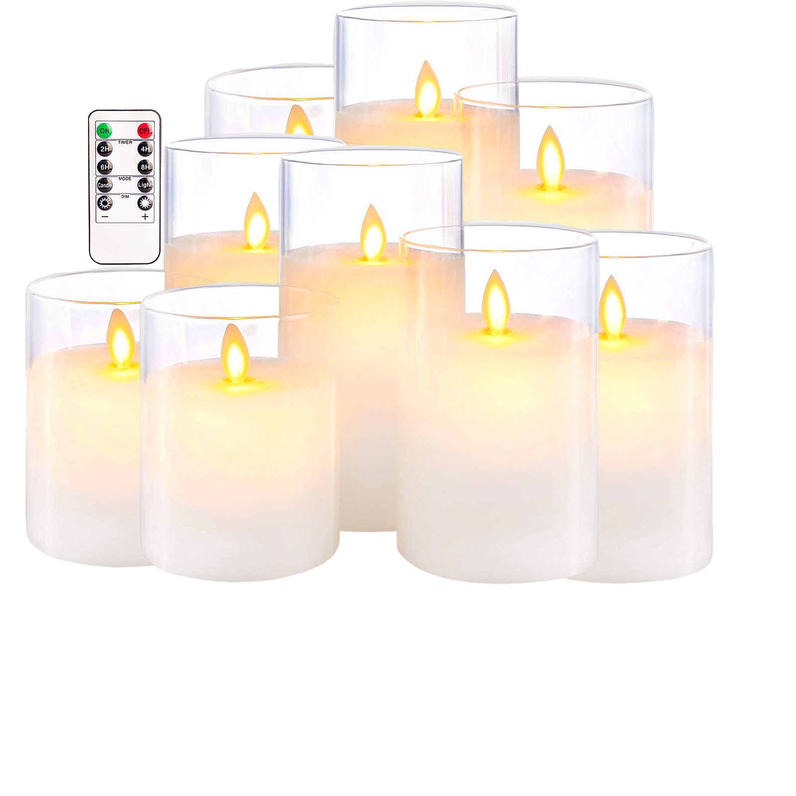 9PCS LED Flameless Candles Battery Powered Candles Pillar Remote