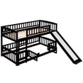 thumbnail image 6 of DreamBuck Bunk Bed Twin over Twin with Slide, Wood Floor Bunk Bed with Ladder, Safety Guardrails, Heavy Duty Bunk Beds for Teens Adults, Space-saving Bunk Bed for Bedroom, Dorm, Noise-Free, Espresso, 6 of 6