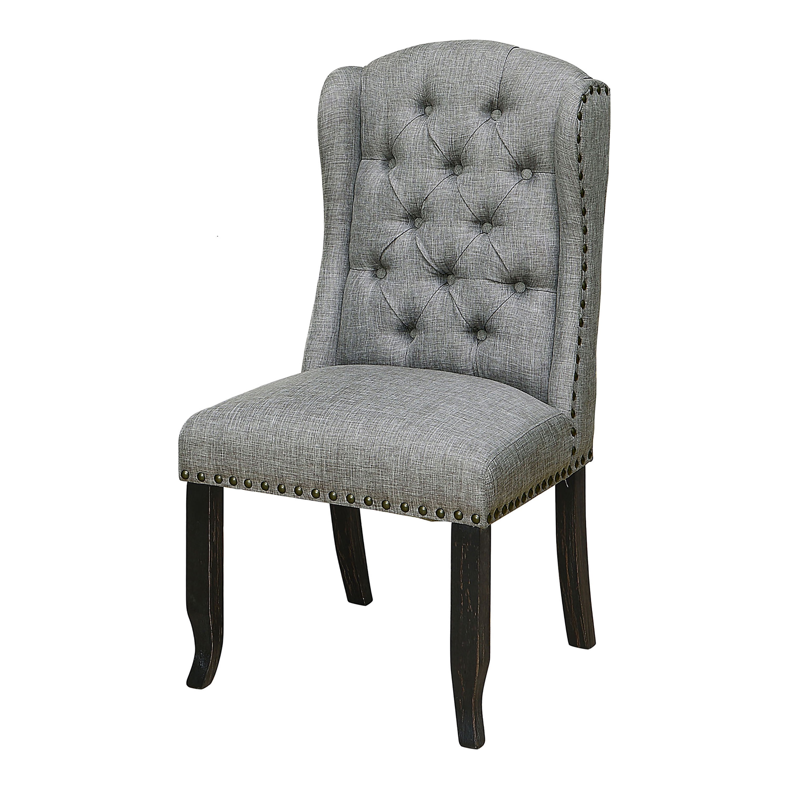 Furniture of America Freiden Tufted Indoor Fabric and Wood Light Gray Accent Chairs (Set of 2)