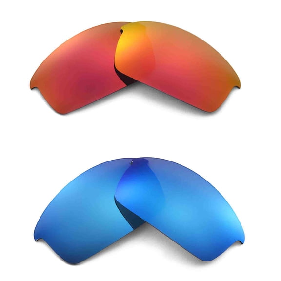 Walleva 2 Paris Polarized Replacement Lenses For Oakley Bottlecap Sunglasses-Fire Red Ice Blue