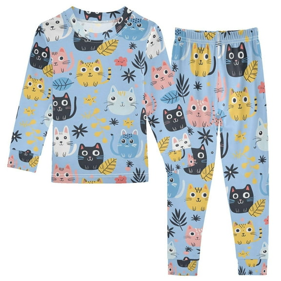 joogoo Cute Cats 2 Piece Long Sleeve Tee and Pants Cotton Pajama Set 5Y