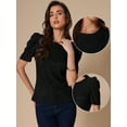 thumbnail image 2 of DARING DIVA Women's Casual Short Sleeves Blouses XL Black, 2 of 6