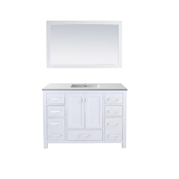 Laviva 313ANG-48W-MW  White Vanity w/ Matte White VIVA Stone Solid Surface Top
