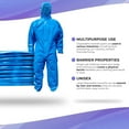 thumbnail image 3 of Disposable Coveralls with Hood, XX-Large Size. Pack of 5 Blue Hazmat Suits with Front Zip, Elastic Wrists and Ankles. 50 GSM SMS Lab Coveralls. Hazmat Costume Adult. Waterproof Painting Coveralls, 3 of 6