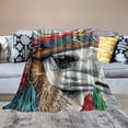 thumbnail image 2 of Orinice Llama Colorful Headdress Tassel Warm Lightweight Blanket Soft Fleece Blankets Throw Blanket Living Rooms Sofa Decor Cow Gifts All Seasons 40x50in, 2 of 6