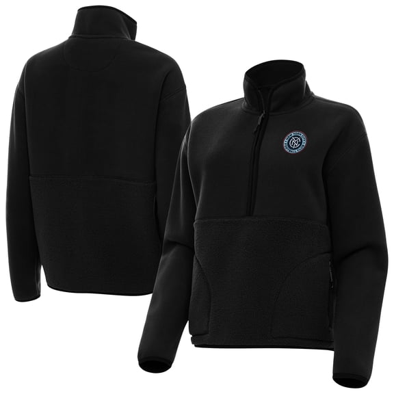 Women's-Antigua  Black New York City FC Figure Half-Zip Pullover
