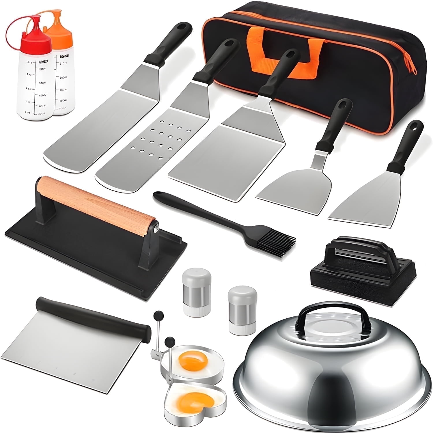 KAMIDA 18PCS BBQ Griddle Accessories Kit, Flat Top Grill Accessories Set for Blackstone and Camp Chef,Blackstone Griddle Accessories,Grill Tools for Outdoor Grill.