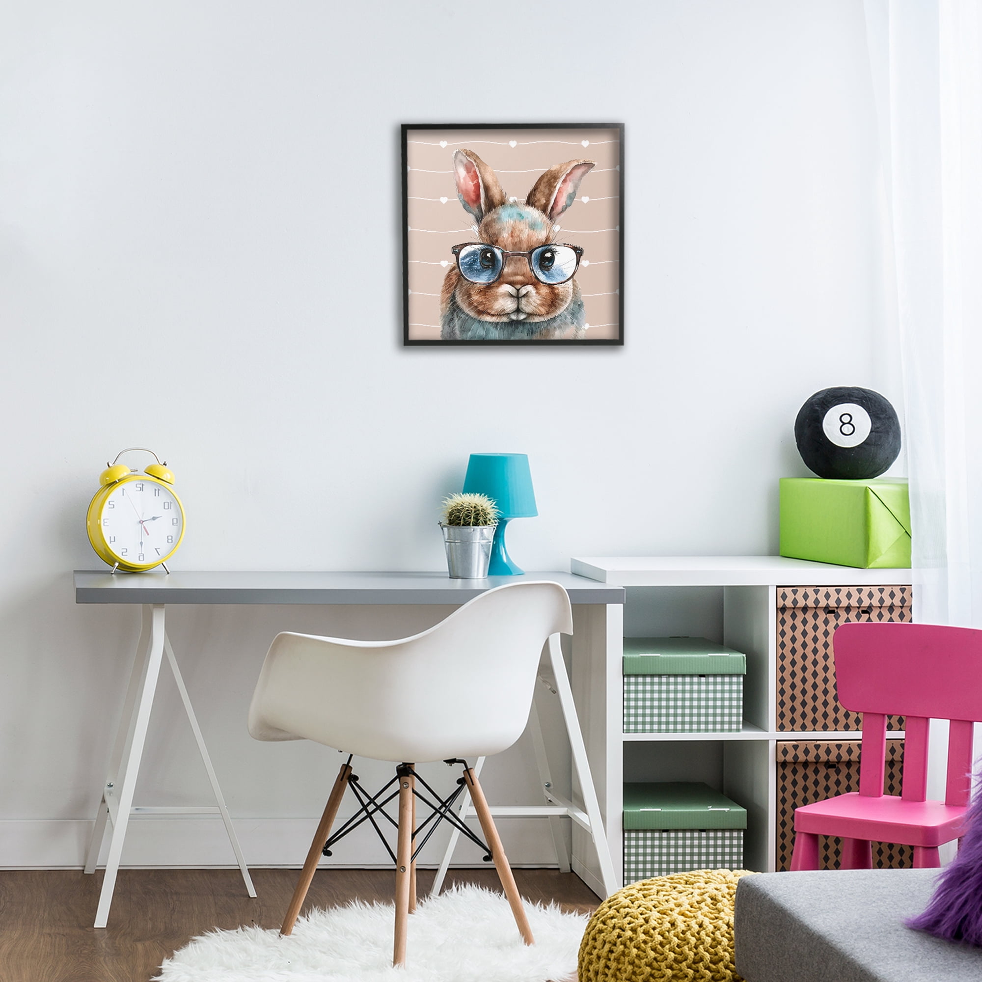 Stupell Industries Buster Rabbit with Specs Black Framed Giclee Art, design by Yvonne Coleman Burney