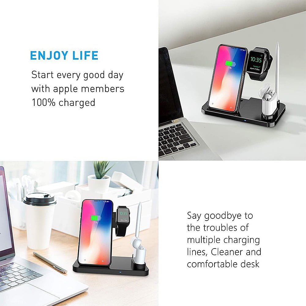 POINTERTECK 4 In 1 Wireless Charger, Wireless Charging Station For Apple Watch, Airpods, Apple Pencil