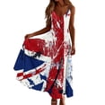 thumbnail image 6 of Uootdi Women Dresses Union Jack Glitter Print Spaghetti Strap V Neck Maxi Length Loose Fit Lightweight Sundresses Casual Dresses Summer Vacation Outfit Gift, 6 of 8