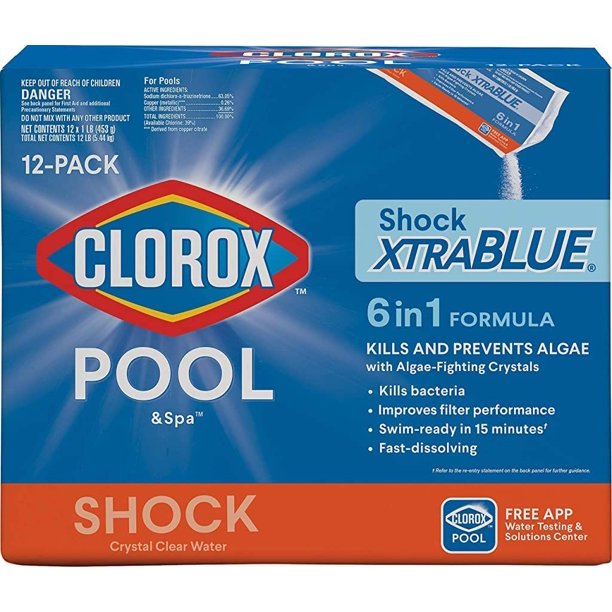 Clorox Pool&Spa 33512CLX Pool Shock XtraBlue (12 1lb Bags), 12 Pack