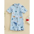 thumbnail image 3 of Cute Baby Boys Swimsuit 6M 12M 1Y 2Y 3Y 4Y Cartoon Shark Print Toddler Bathing Suit Kids Swimwear Short Sleeve Swimming Suit, 3 of 9