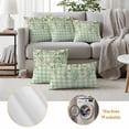 thumbnail image 5 of Watercolor Floral Outdoor Pillow Covers 24x24 Set of 2,Waterproof Patio Throw Pillowcase Protectors,Spring Flowers Leaves Botanical Green Plaid Decorative Pillow Shams Cushion Covers for Bed Couch, 5 of 8