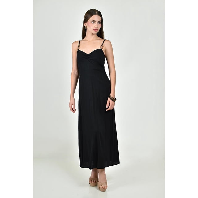Vestido con tirantes y herrajes Roman Fashion /Juvenil, 14633 (Negro) negro G