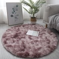 thumbnail image 2 of Alfombra de lana de seda con efecto tie-dye, alfombra redonda gruesa de lana larga, tapete para mesa de centro para el hogar, tapete para mesa redonda, canasta colgante para sala de estar, alfombra, 2 of 6
