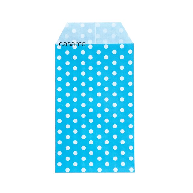 Mini Multicolour Solid Pure Color Pouch Kraft Paper Bags Wedding Party Invitation Greeting Cards Paper Gift Bag Guest light Blue Dot 100 pcs