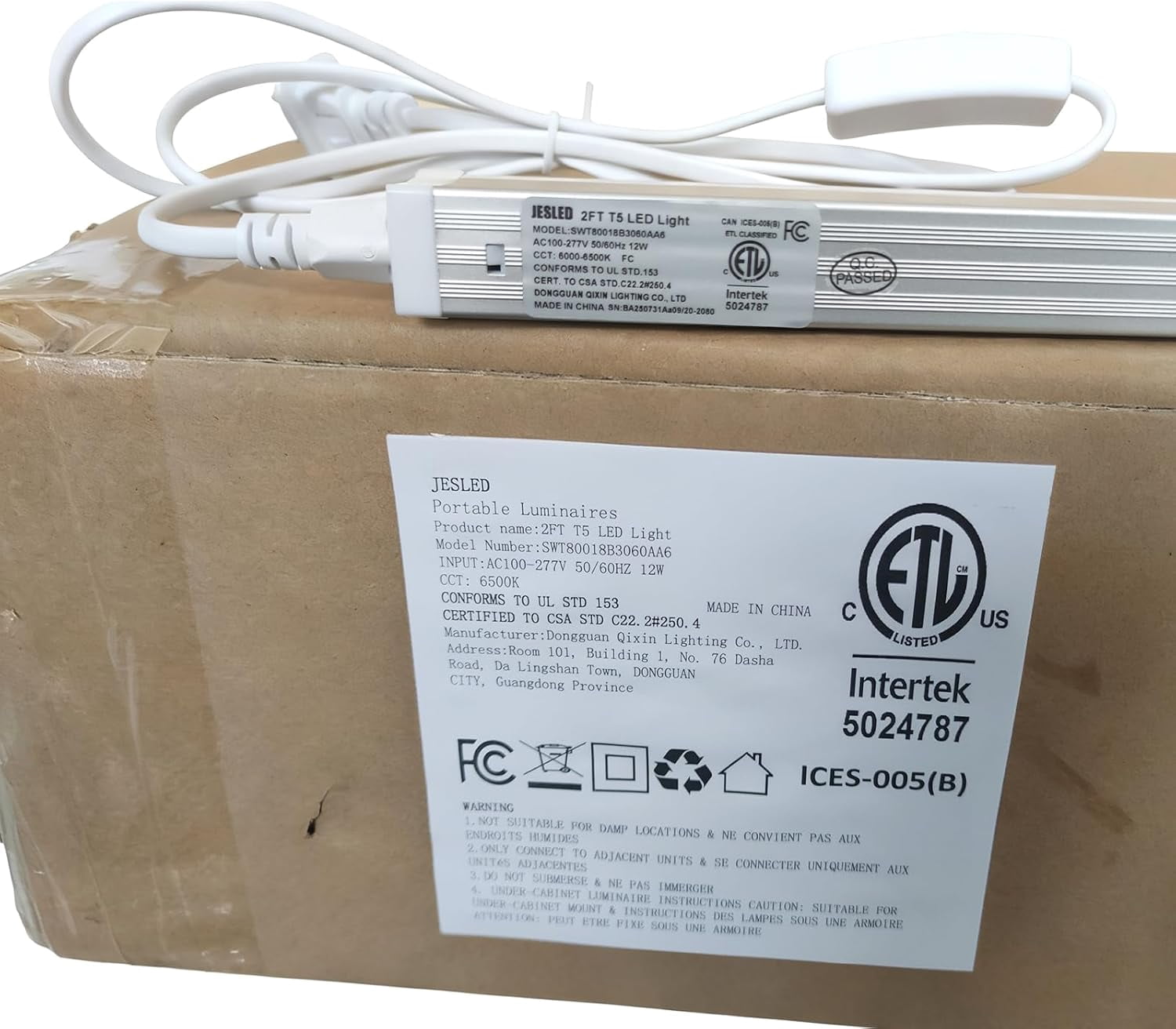 T5 LED Shop Light 2ft, Linkable Utility Light Fixture, 10W 6500K Super Bright White, 6-Pack