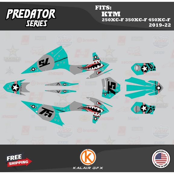 Kalair GFX Graphics Kit for KTM Enduro 4-Stroke 250 XC-F, 350 XC-F and 450 XC-F (2019-2022) Predator Series
