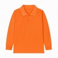 thumbnail image 4 of HCNTES Long Sleeve Polo Shirts For Boys Boys Shirt Little Big Boys' Long Sleeve Button Down Casual Dress Shirt(Orange,18-24 Months), 4 of 5