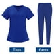 thumbnail image 3 of Conjunto de uniforme de trabajo para mujer, blusa y pantalones, ropa de trabajo cómoda, duradera y suave. Color azul brillante L, 3 of 9